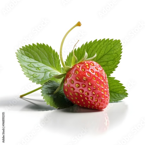 Wallpaper Mural Fresh Strawberry with Green Leaves Torontodigital.ca