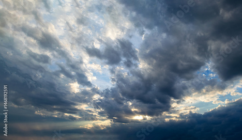 Beautiful sunset sky with amazing colorful clouds
