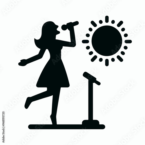 silhouette vector illustration of people singing