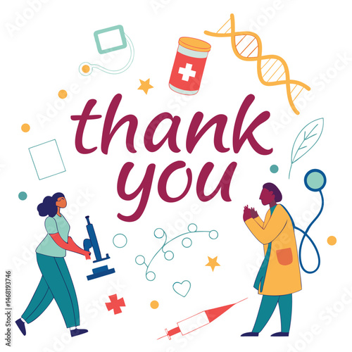 colorful illustration thank you typography medic