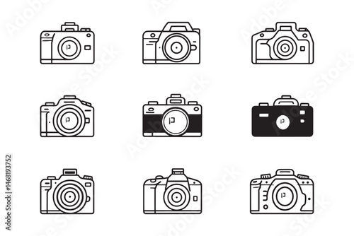 DSLR camera minimalist 2D line art design