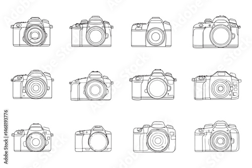 DSLR camera minimalist 2D line art symbol