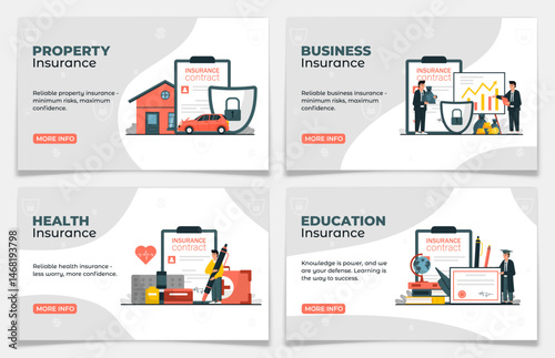 Collection of Insurance Services Web Landing Page.