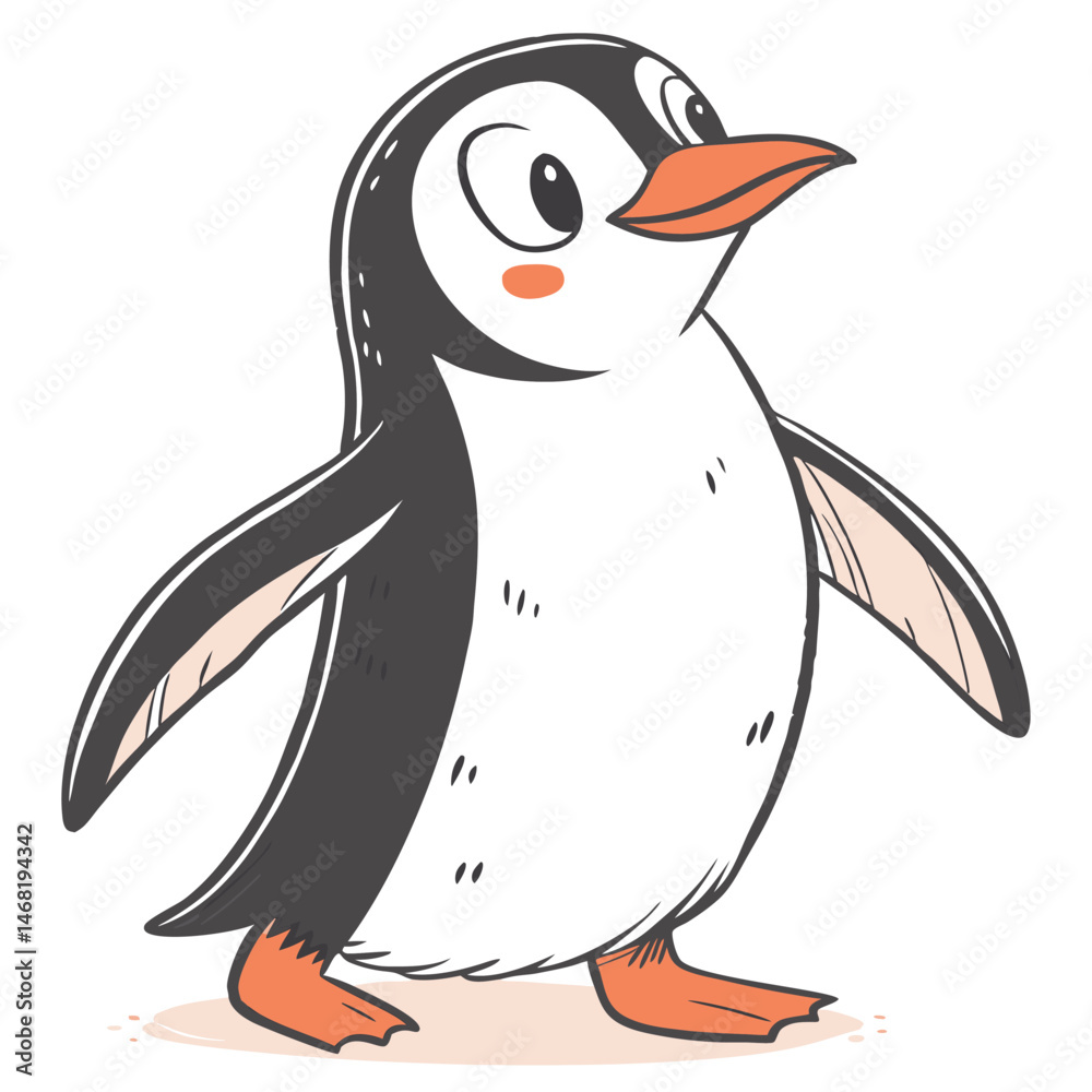Obraz premium cute penguin illustration watercolor painting wh