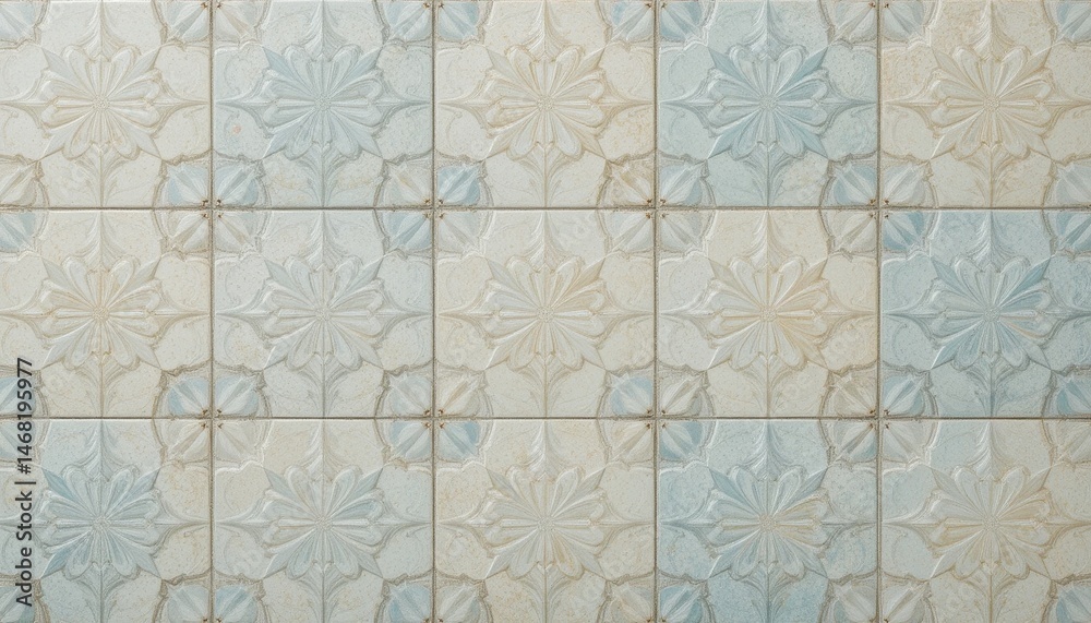 Fototapeta premium Pastel Floral Tile Pattern Elegant Design for Interior Walls and Floors
