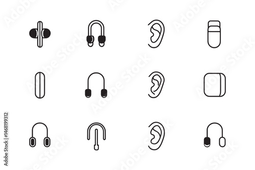 Earplugs minimalist line drawing illustration