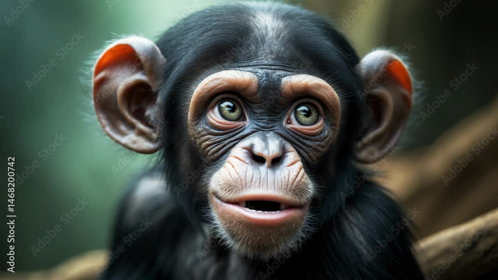 video of a juvenile chimpanzee.