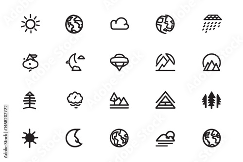 Earthshade ultra minimalist 2D line drawing