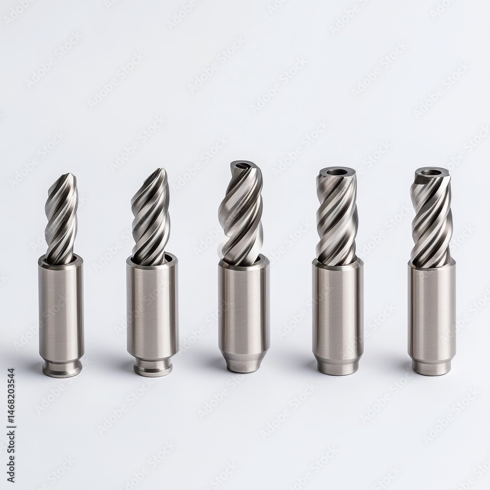 Various Metal Milling Tools Displayed on a Clean White Surface