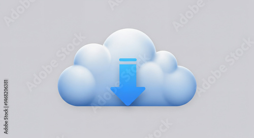 Cloud download icon, light blue, for websites and apps