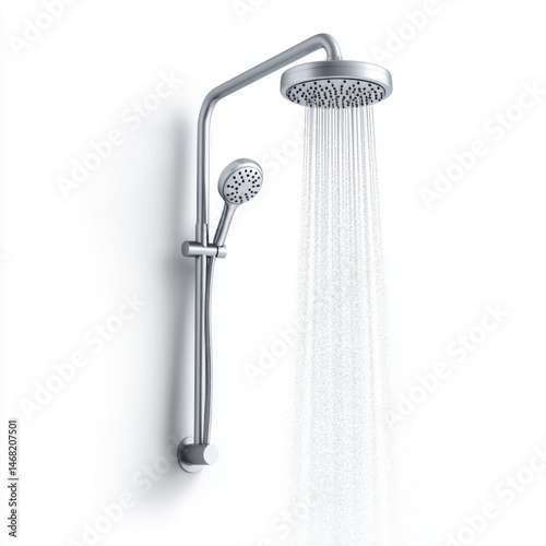 Obraz na płótnie Modern Shower Head with Handheld Attachment and Water Flowing Down w salonie