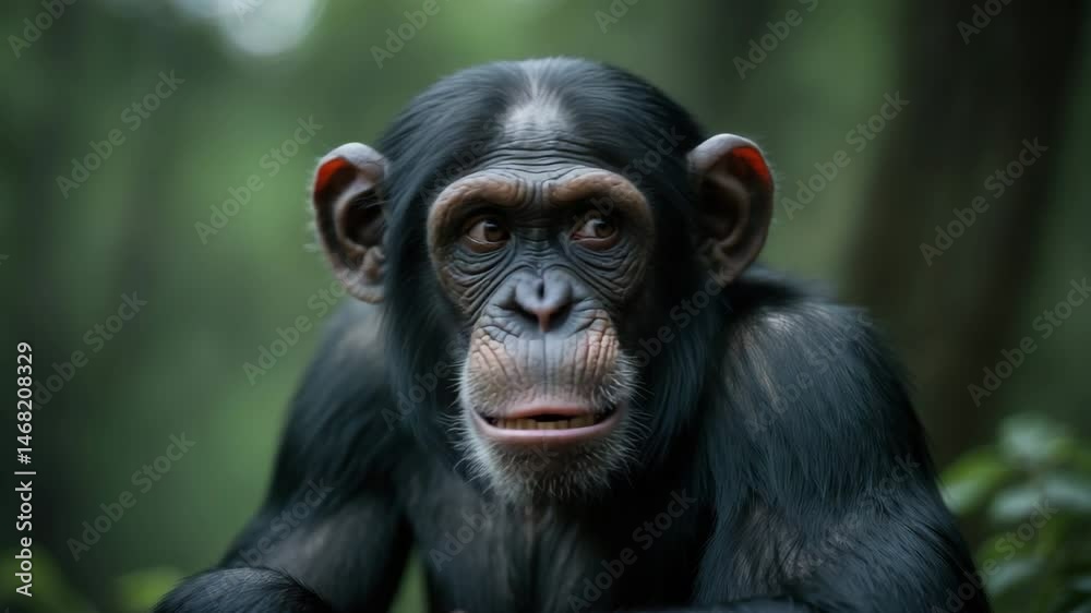 Elderly Chimpanzee poses for a portrait. Elderly Chimpanzee poses for a portrait.