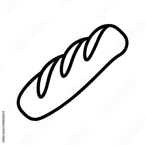 Handmade Baguette Outline in Minimalist Style, icon, vector  