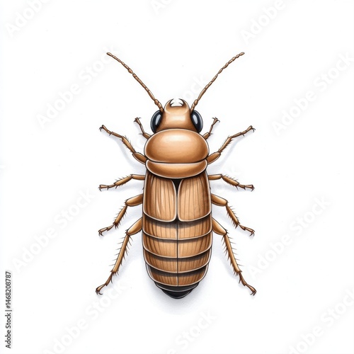 Realistic Illustration of a Brown Cockroach Against a White Background