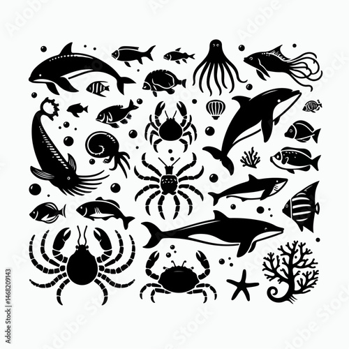 sea ​​animal silhouette vector illustration