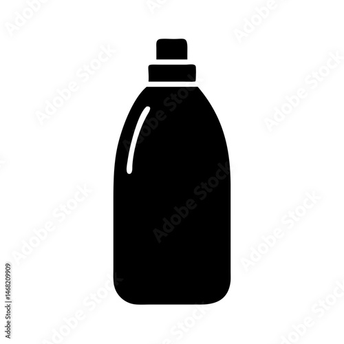 Detergent Bottle Black Solid Icon – Cleaning Product and Household Item Vector Illustration