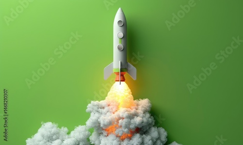illustration wallpaper spaceship rocket flying and smoke outer space background concept Generate AI