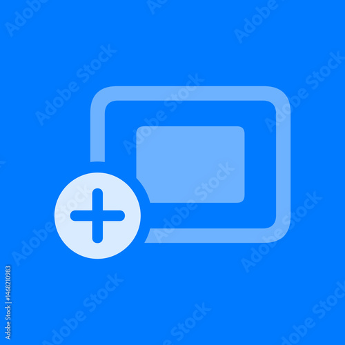 Filled Center Rectangle with Plus Badge Icon