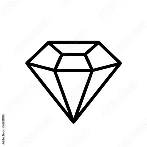 Outline of a diamond in minimalist style, icon, vector  