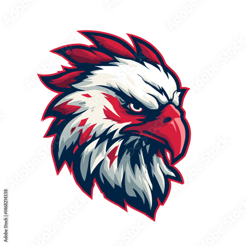 Dynamic vector esports logo featuring a stylized eagle's head with bold colors and fierce expression