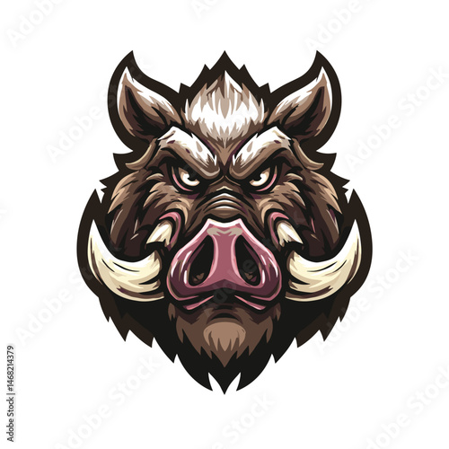 Dynamic vector esports logo featuring an intense wild boar design for competitive gaming teams and branding