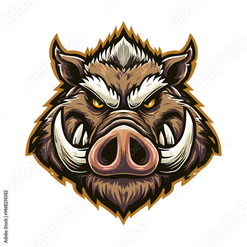 Stylized boar mascot logo design for competitive gaming and esports branding