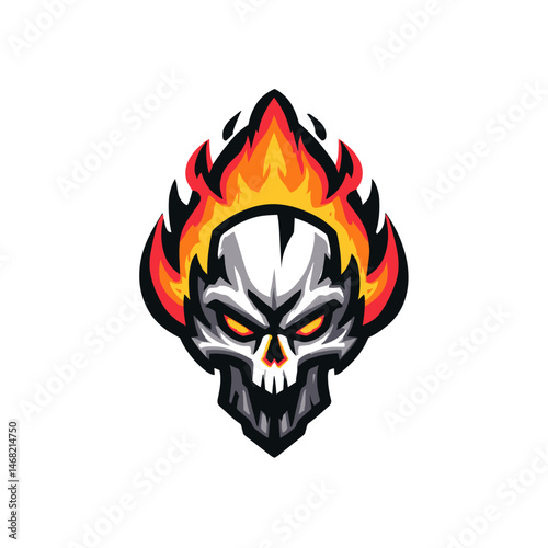 Esports logo featuring a fierce skull design with flames and striking colors for competitive gaming teams