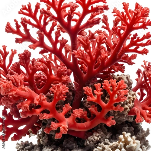 Vibrant Red Coral on White Background