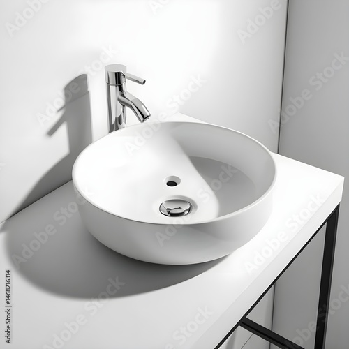 Modern Minimalist Bathroom Sink with Chrome Faucet