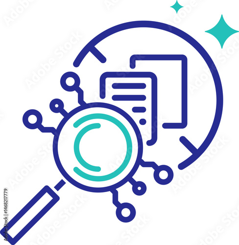 AI plagiarism detection icon with editable stroke and color. Ideal for illustrating smart content checking, originality analysis, or text verification tools.