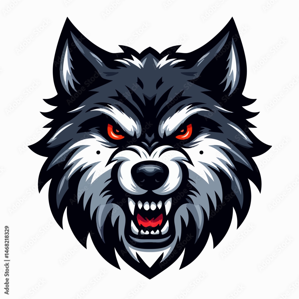 Fototapeta premium angry expression wolf head vector illustration
