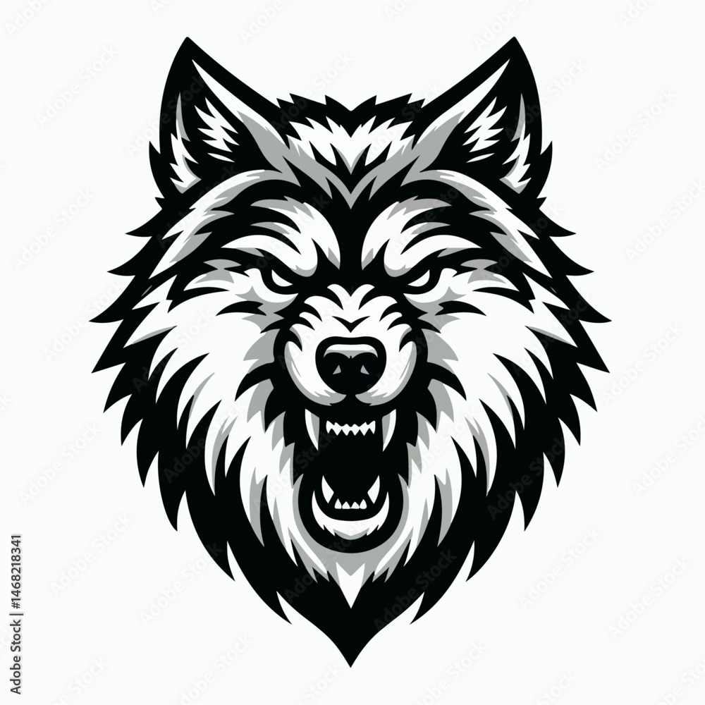 Fototapeta premium angry expression wolf head vector illustration