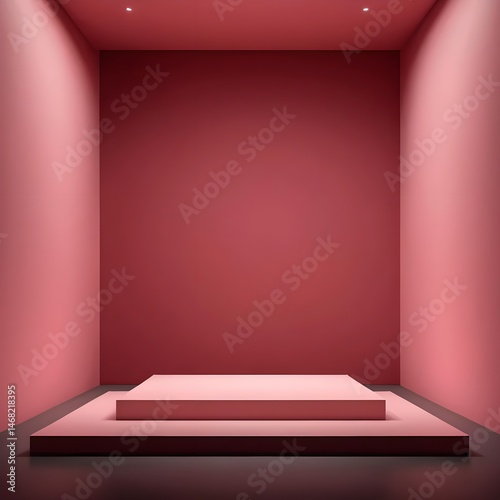 Minimalist Pink Room with Platform Display