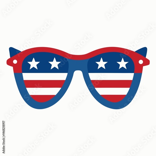 Patriotic Sunglasses on White Background