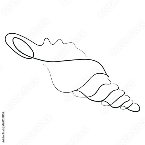 icon of a sea creature, namely a shell, drawn with a thin line in line art style, for various marine designs and company logos