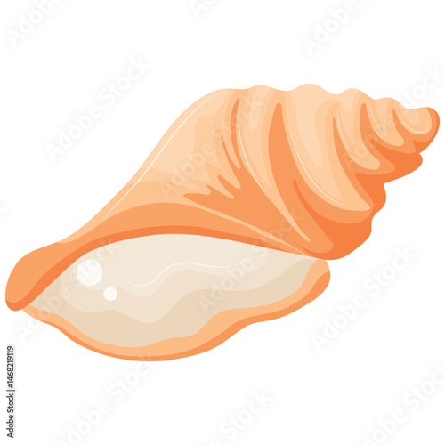 icon of a yellow mollusk shell from the bottom of the sea or ocean, for various summer or nautical designs