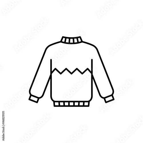 Minimalist Sweater Line Art. Relaxed knit silhouette, flat vector illustration on transparent background. Cozy loungewear, cold-weather fashion, unisex wardrobe staple