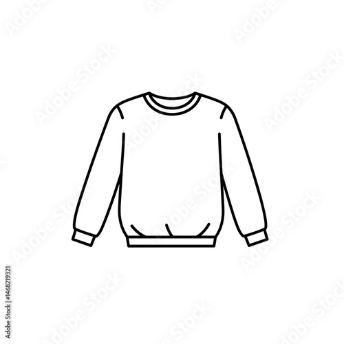 Minimalist Sweatshirt Line Art. Clean crewneck silhouette, flat vector illustration on transparent background. Casual wardrobe staple, unisex loungewear, cozy apparel design