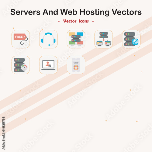 Servers and Web Hosting Vector Icons
