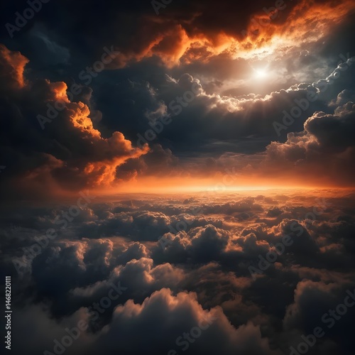 Dramatic Sunset Above the Clouds