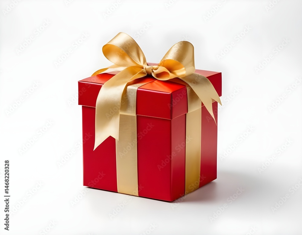 Fototapeta premium Red Gift Box with Gold Ribbon