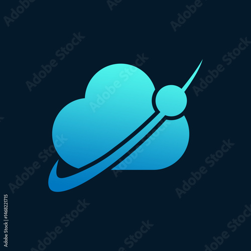 Abstract Cloud Orbit Satellite Technology Logo Design