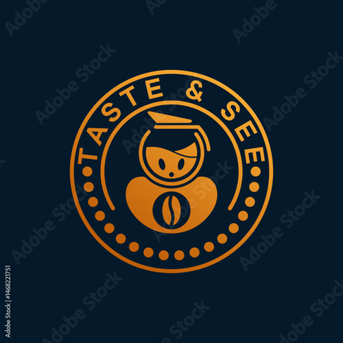 Circular Taste See Coffee Shop Brand Emblem