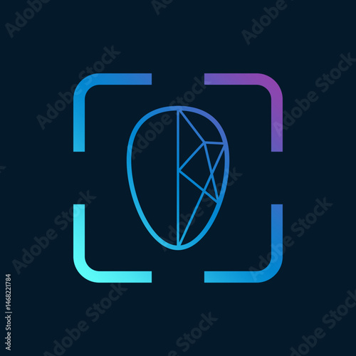 Creative Abstract Human Face Tech Scan