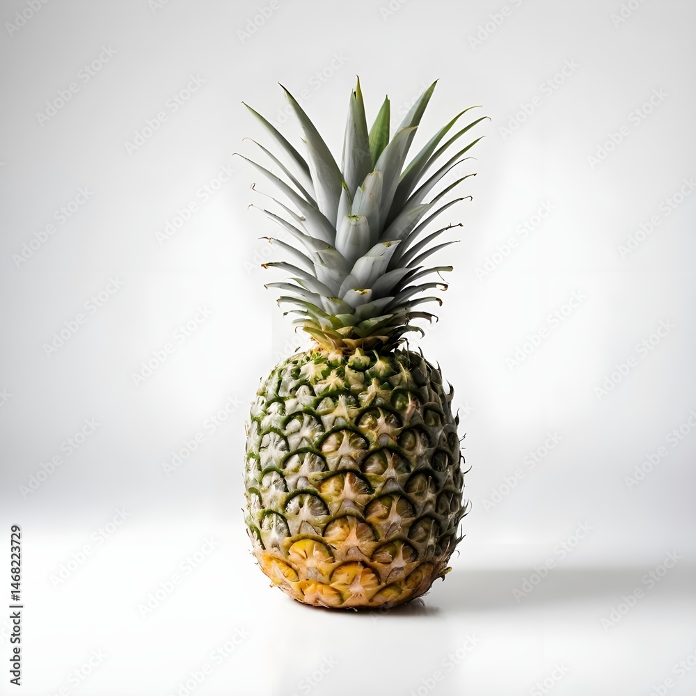 Fototapeta premium Single Ripe Pineapple on White Background
