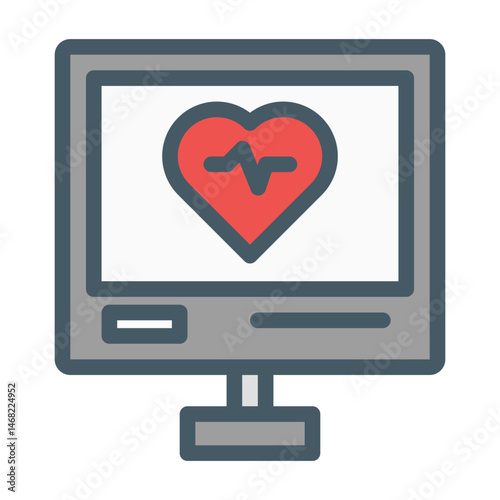 heart monitoring. This is a vector single icon with a filled outline style. Suitable for any purpose, such as website design, mobile app design, logo design, pattern design, etc.