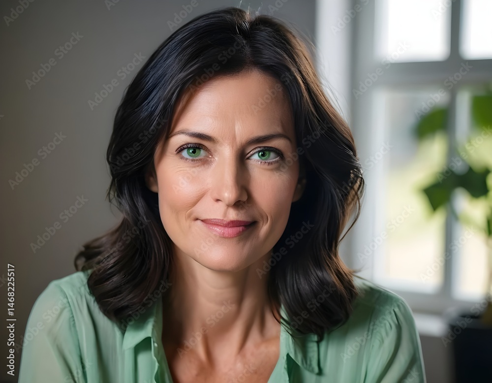 Confident Woman with Green Eyes Confident Woman with Green Eyes