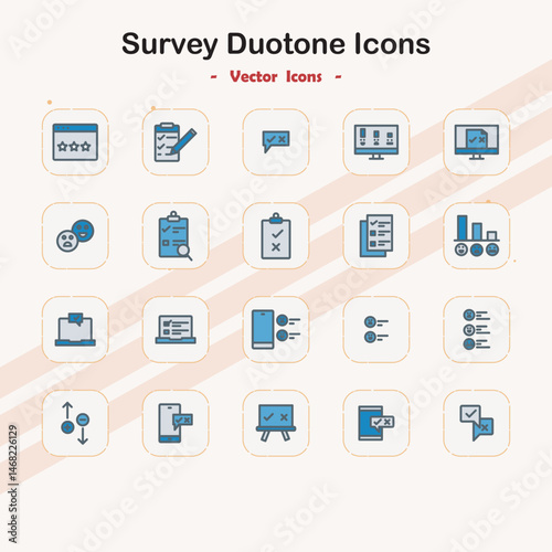Survey and Feedback Icons in Duotone Style
