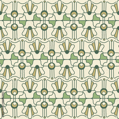 Art Nouveau retro seamless pattern. 1900s - 1920s ornate background