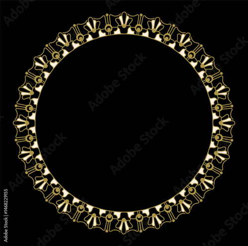 Ornate circle frame in Art Deco style. 1900s - 1920s style ornate round border. 